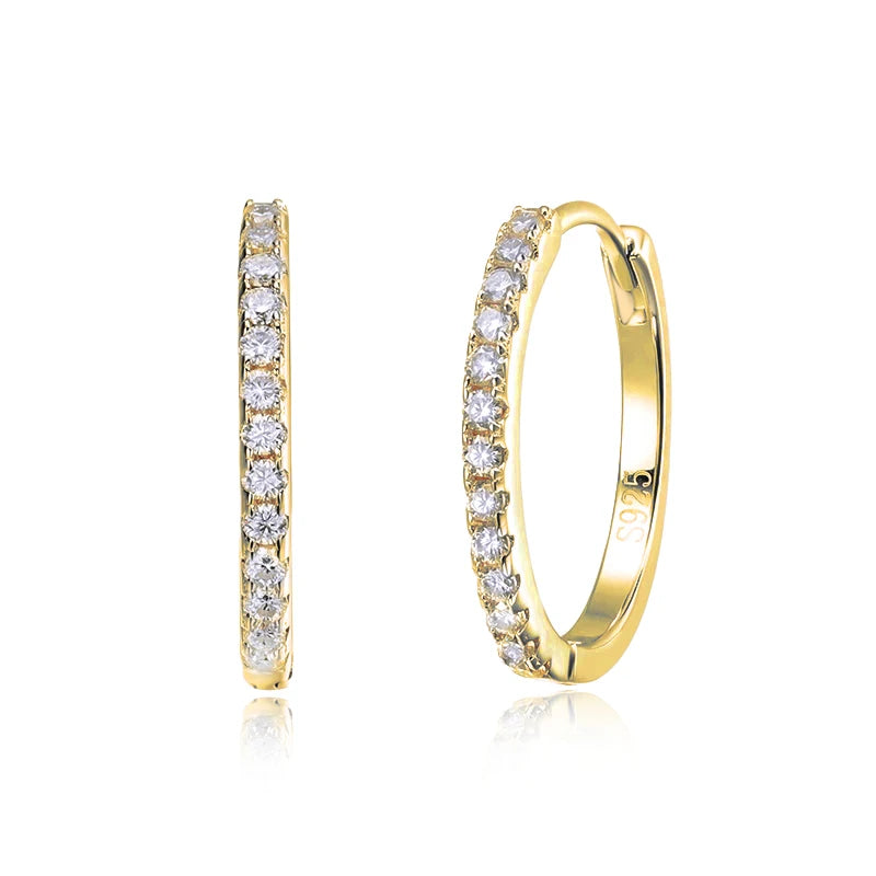 Sleek and dazzling, these slim hoops are lined with Moissanite stones — subtle yet stunning for everyday shine. - Diamond-Lab