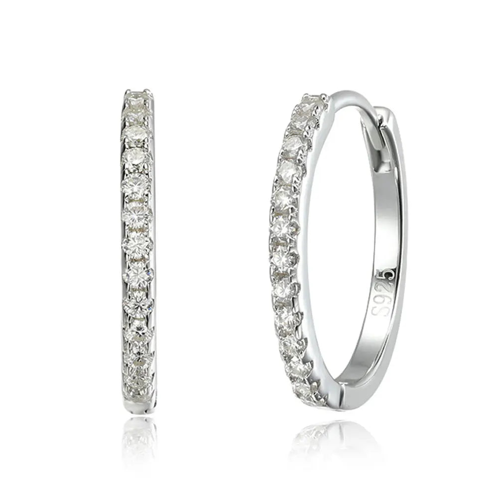 Sleek and dazzling, these slim hoops are lined with Moissanite stones — subtle yet stunning for everyday shine. - Diamond-Lab