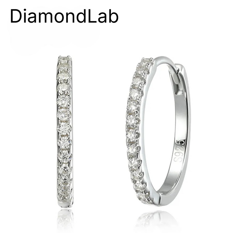 Moissanite Hoop Earrings VVS1 D Color 8 Hearts  Arrows Cut