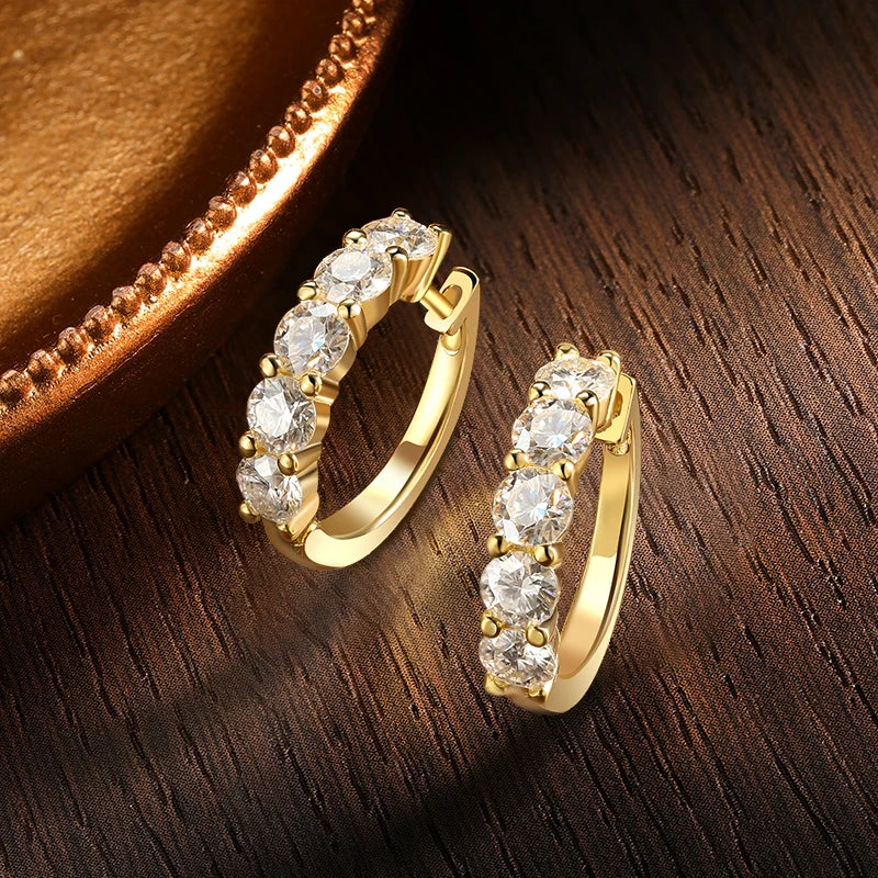 10 Stone D VVS1 Moissanite White Gold Stud Earrings 925 