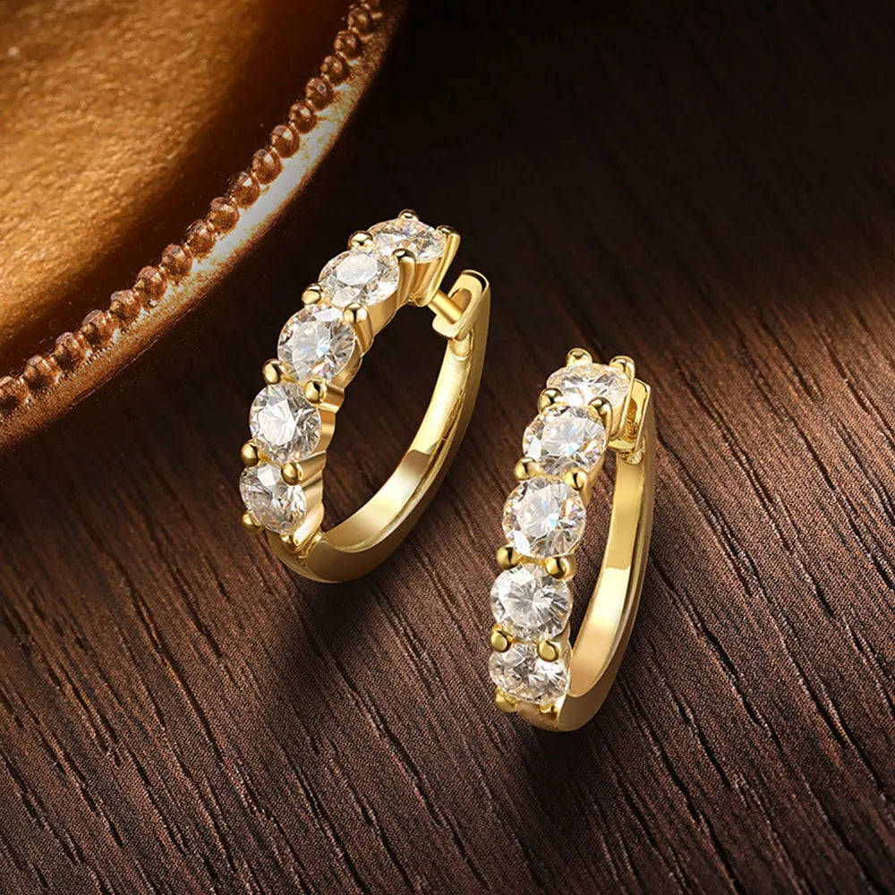Chemical free white gold moissanite earrings 10 stones AF protective film secure comfortable