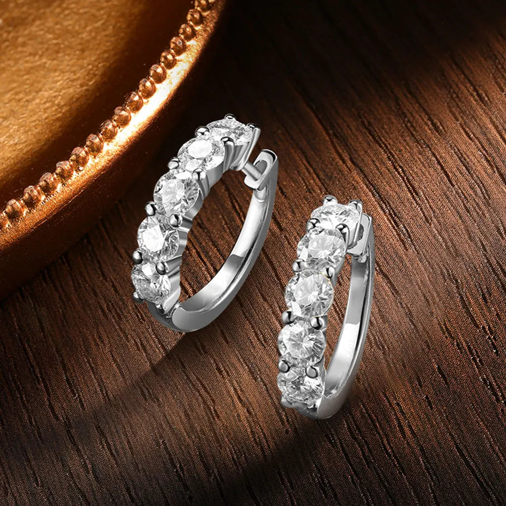 Bold yet refined, these half-hoop earrings are lined with brilliant Moissanite stones for all-day shine. - Diamond-Lab