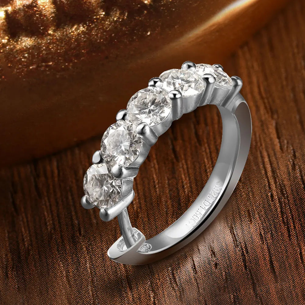 Bold yet refined, these half-hoop earrings are lined with brilliant Moissanite stones for all-day shine. - Diamond-Lab