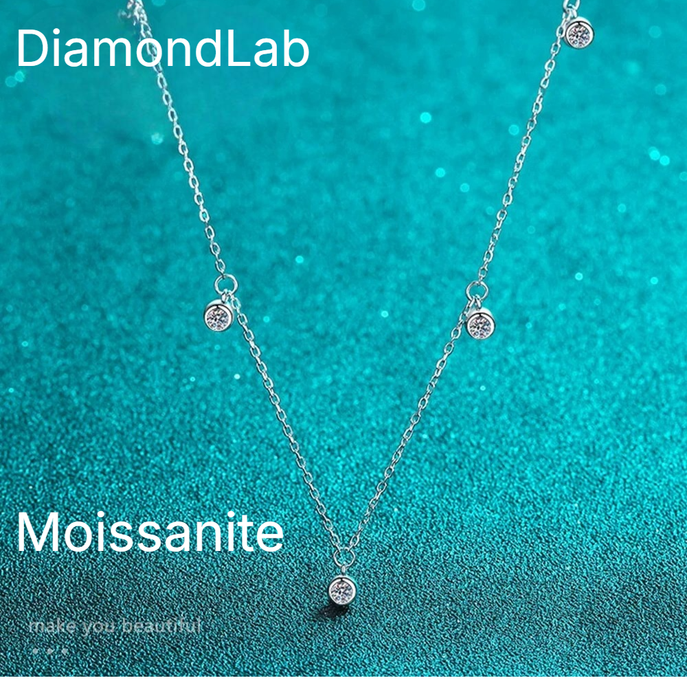 Premium Multi Stone Moissanite Necklace 8 Hearts Arrows 925