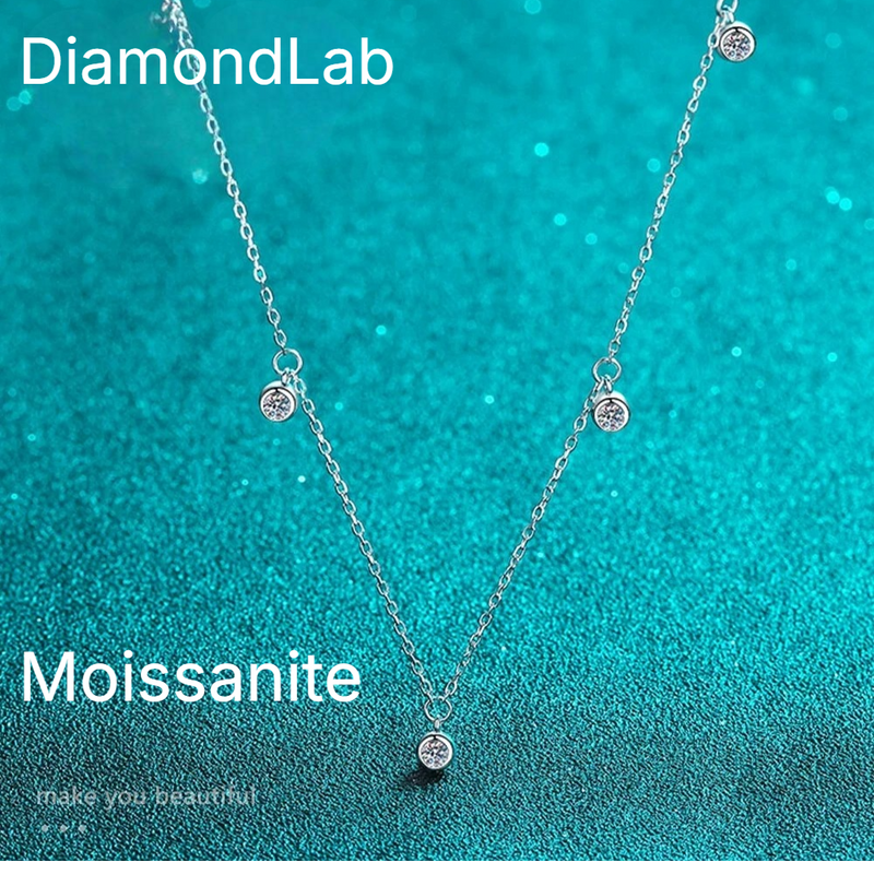 Premium Multi Stone Moissanite Necklace 8 Hearts Arrows 925