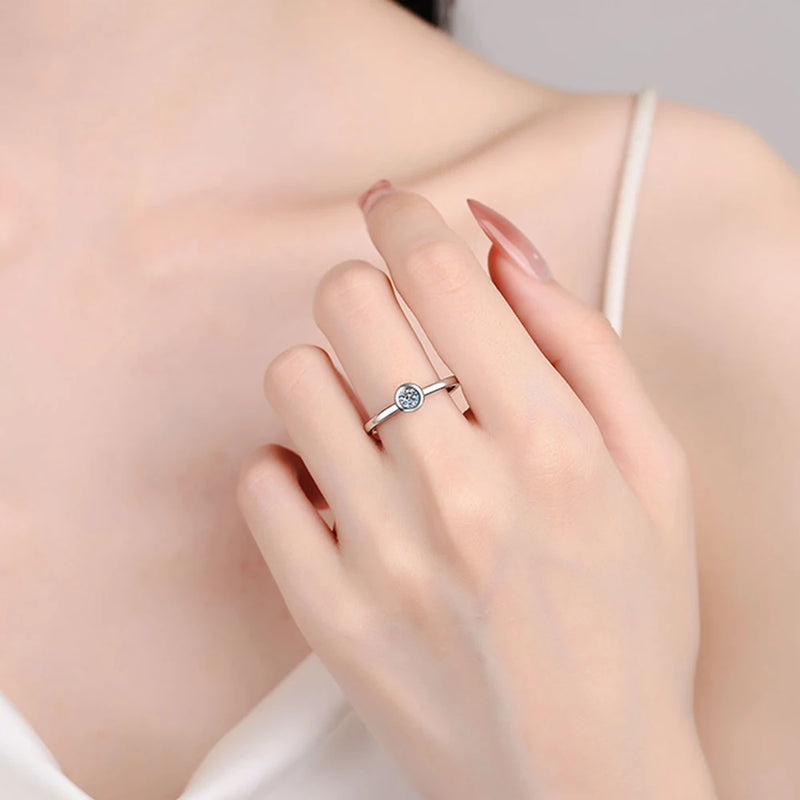 Bezel Setting Emerald Cut Moissanite Ring-Cocktail Ring Moissanite Sterling Silver Unisex Classic