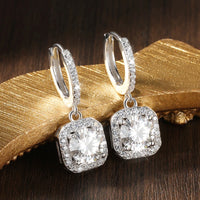 Premium pendant moissanite earrings 925 metal stamp sterling silver white gold plating luxury