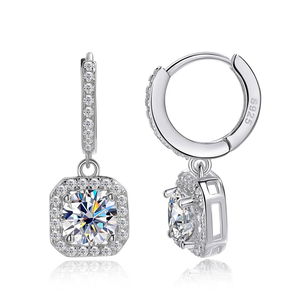 Elegant drop earrings moissanite stones VVS1 clarity AF protection technology lasting brilliance