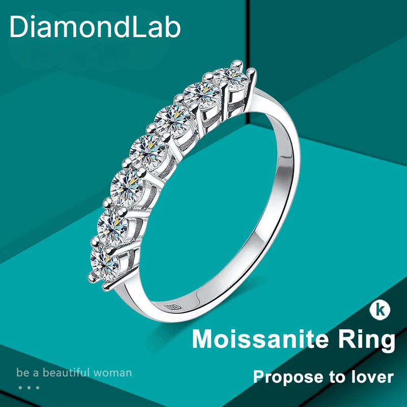 Moissanite Wedding Ring Sterling Silver GRA Certified VVS1