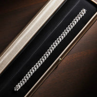 Diamond-Lab 8mm Zircon Chain Bracelet – 925 Sterling Silver, 18K White Gold Plated, NGSTC Certified - Diamond-Lab