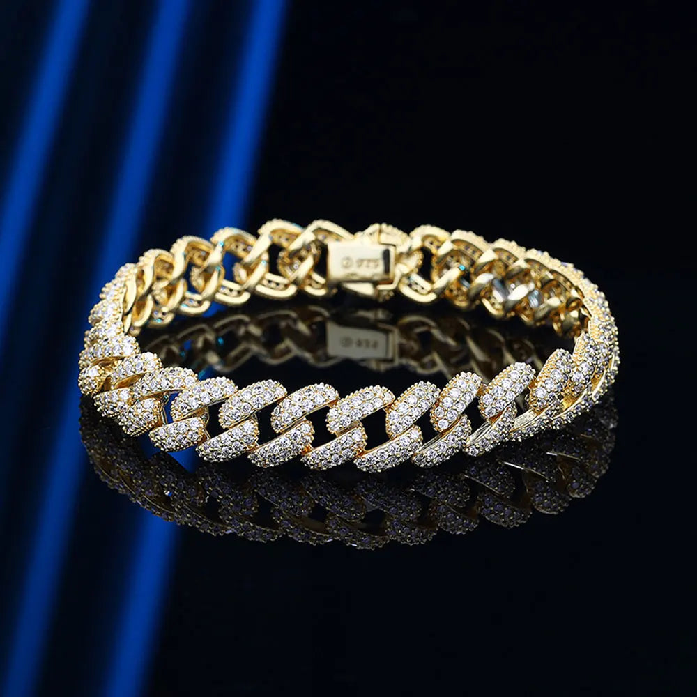 Diamond-Lab 8mm Zircon Chain Bracelet – 925 Sterling Silver, 18K White Gold Plated, NGSTC Certified - Diamond-Lab