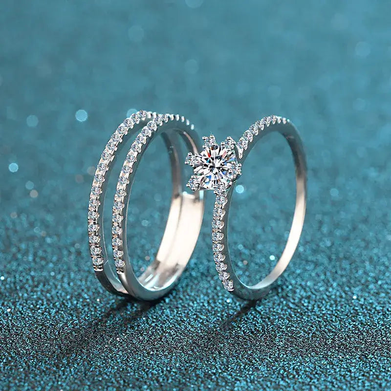 8 hearts 8 arrows moissanite engagement ring bridal set
