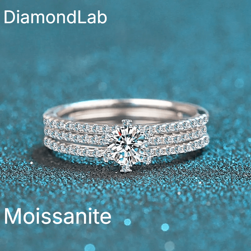 D Color VVS1 moissanite ring sterling silver 18K gold plated
