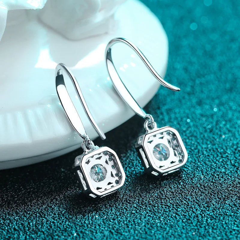 Premium hoop earrings moissanite diamonds chemical free construction ear stud back findings 1CT Moissanite Earrings 925 Silver 18K Gold D Color VVS1