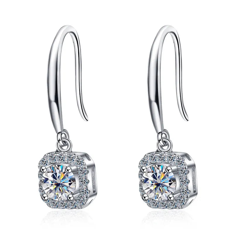 Excellent cut moissanite hoop earrings D color grade VVS1 clarity professional craftsmanship design 1CT Moissanite Earrings 925 Silver 18K Gold D Color VVS1