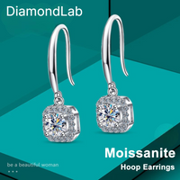 1CT Moissanite Earrings 925 Silver 18K Gold D Color VVS1