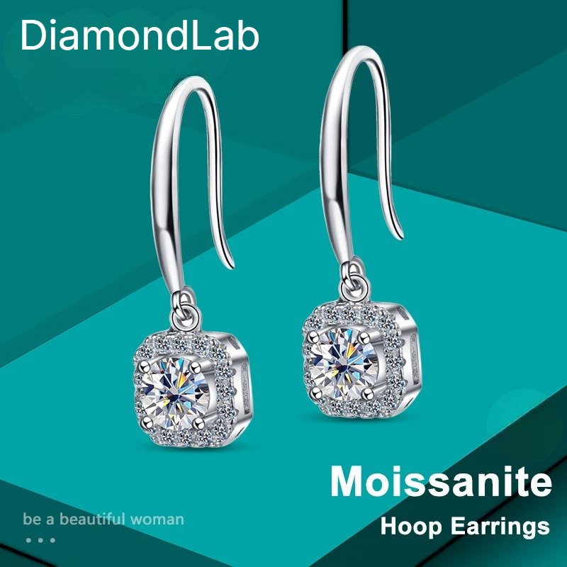 1CT Moissanite Earrings 925 Silver 18K Gold D Color VVS1