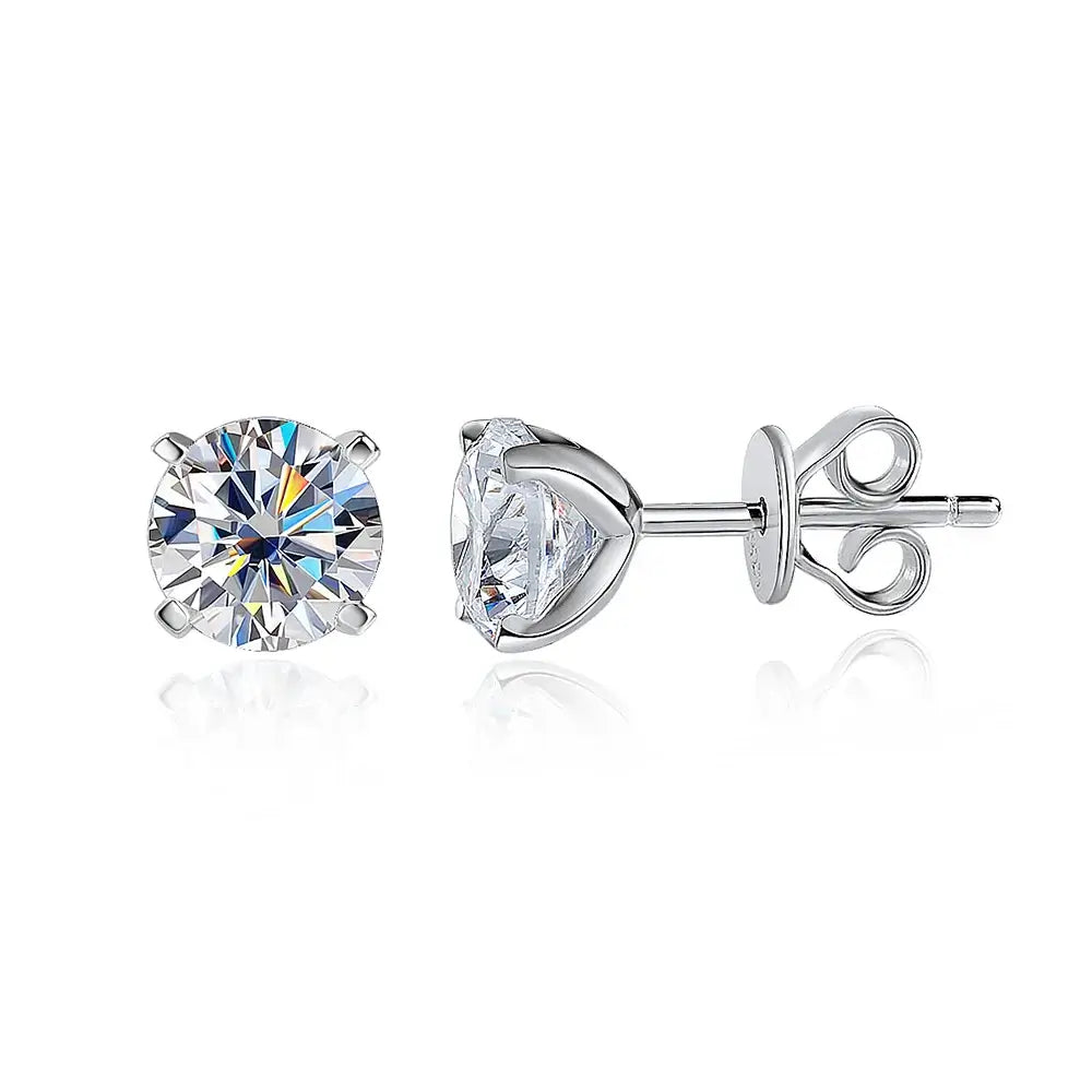 Personalized classic gold plated earrings moissanite diamonds round pattern women jewelry