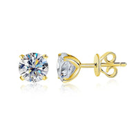 Diamond-Lab Moissanite Stud Earrings – D Color VVS1, 925 Sterling Silver, 18K White Gold Plated, Certified Round Cut - Diamond-Lab