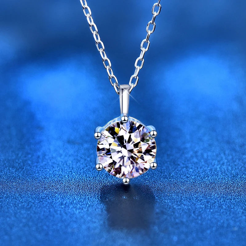 Diamond-Lab 1ct–2ct Ball Moissanite Pendant Necklace – D Color VVS1, Round Cut, 925 Sterling Silver, GRA Certified Fine Jewelry for Women - Diamond-Lab
