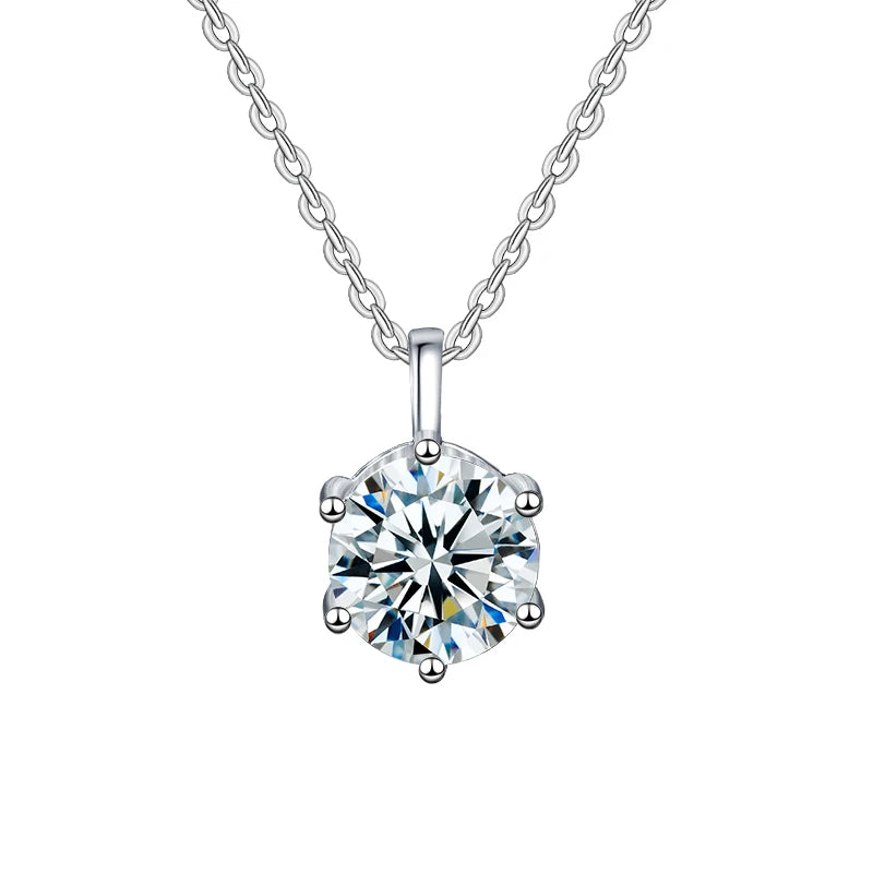 Diamond-Lab 1ct–2ct Ball Moissanite Pendant Necklace – D Color VVS1, Round Cut, 925 Sterling Silver, GRA Certified Fine Jewelry for Women - Diamond-Lab