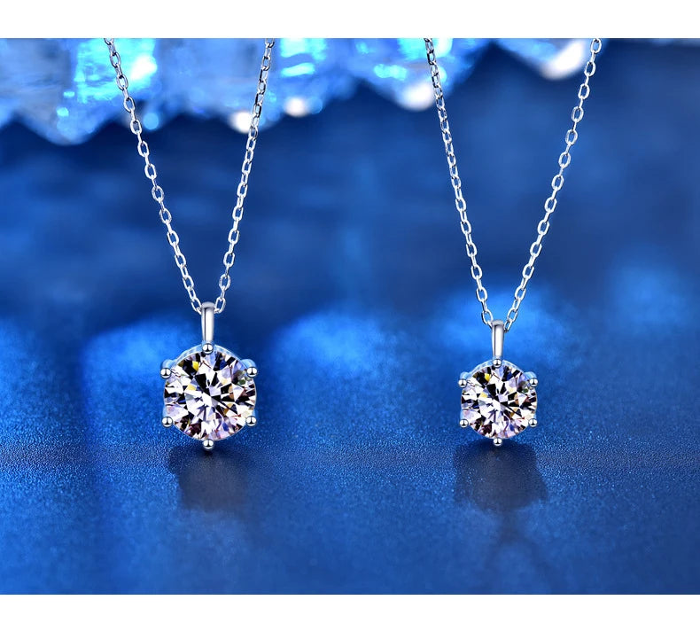 Diamond-Lab 1ct–2ct Ball Moissanite Pendant Necklace – D Color VVS1, Round Cut, 925 Sterling Silver, GRA Certified Fine Jewelry for Women - Diamond-Lab