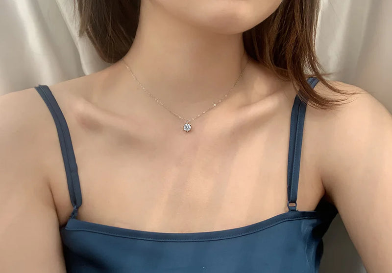 Diamond-Lab 1ct–2ct Ball Moissanite Pendant Necklace – D Color VVS1, Round Cut, 925 Sterling Silver, GRA Certified Fine Jewelry for Women - Diamond-Lab