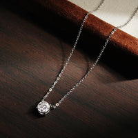 Diamond-Lab 1ct–2ct Moissanite Round Pendant Necklace – D Color VVS1, 925 Sterling Silver, Link Chain, GRA Certified Fine Jewelry for Women - Diamond-Lab