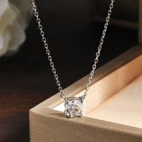 Diamond-Lab 1ct–2ct Moissanite Round Pendant Necklace – D Color VVS1, 925 Sterling Silver, Link Chain, GRA Certified Fine Jewelry for Women - Diamond-Lab