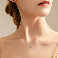 Diamond-Lab 1ct–2ct Moissanite Round Pendant Necklace – D Color VVS1, 925 Sterling Silver, Link Chain, GRA Certified Fine Jewelry for Women - Diamond-Lab