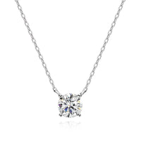 Diamond-Lab 1ct–2ct Moissanite Round Pendant Necklace – D Color VVS1, 925 Sterling Silver, Link Chain, GRA Certified Fine Jewelry for Women - Diamond-Lab