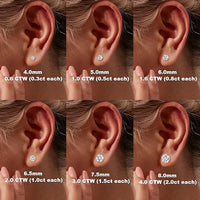 Diamond-Lab Crown Moissanite Stud Earrings – D Color VVS1, 925 Sterling Silver, Certified Round Cut, White Gold Plated - Diamond-Lab