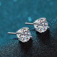Diamond-Lab Crown Moissanite Stud Earrings – D Color VVS1, 925 Sterling Silver, Certified Round Cut, White Gold Plated - Diamond-Lab
