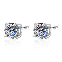 Diamond-Lab Crown Moissanite Stud Earrings – D Color VVS1, 925 Sterling Silver, Certified Round Cut, White Gold Plated - Diamond-Lab