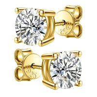 Diamond-Lab Crown Moissanite Stud Earrings – D Color VVS1, 925 Sterling Silver, Certified Round Cut, White Gold Plated - Diamond-Lab
