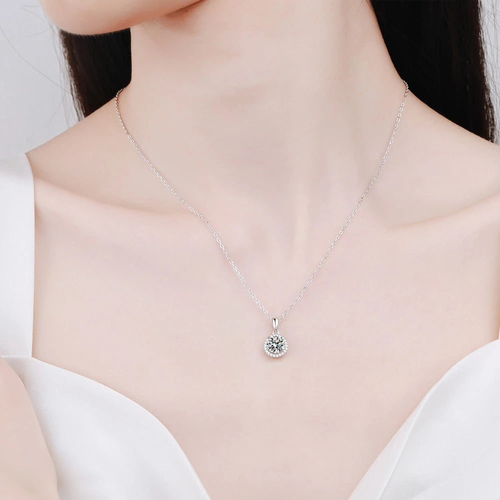 Diamond-Lab 1ct–3ct Moissanite Pendant Necklace – GRA certified moissanite necklace women