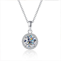 Diamond-Lab 1ct–3ct Moissanite Pendant Necklace – D Color VVS1, Round Cut, 925 Sterling Silver, Link Chain, GRA Certified, Waterproof Fine Jewelry for Women - Diamond-Lab