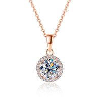 Diamond-Lab 1ct–3ct Moissanite Pendant Necklace – D Color VVS1, Round Cut, 925 Sterling Silver, Link Chain, GRA Certified, Waterproof Fine Jewelry for Women - Diamond-Lab