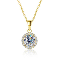Diamond-Lab 1ct–3ct Moissanite Pendant Necklace – D Color VVS1, Round Cut, 925 Sterling Silver, Link Chain, GRA Certified, Waterproof Fine Jewelry for Women - Diamond-Lab