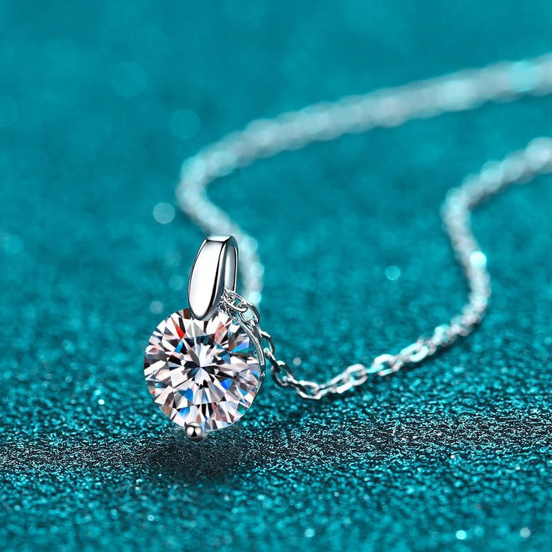 Diamond-Lab 1ct–3ct Moissanite Pendant Necklace – D Color VVS1 Round Cut, 925 Sterling Silver, Link Chain, GRA & REACH Certified Fine Jewelry for Women - Diamond-Lab