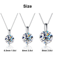 Diamond-Lab 1ct–3ct Moissanite Pendant Necklace – D Color VVS1 Round Cut, 925 Sterling Silver, Link Chain, GRA & REACH Certified Fine Jewelry for Women - Diamond-Lab