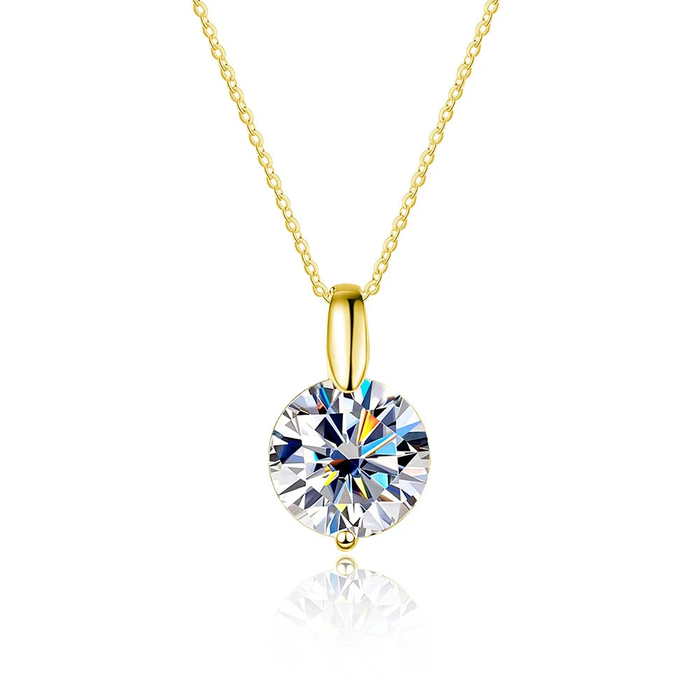 Diamond-Lab 1ct–3ct Moissanite Pendant Necklace – D Color VVS1 Round Cut, 925 Sterling Silver, Link Chain, GRA & REACH Certified Fine Jewelry for Women - Diamond-Lab