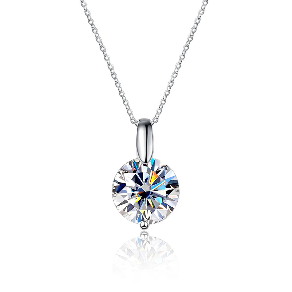 Diamond-Lab 1ct–3ct Moissanite Pendant Necklace – D Color VVS1 Round Cut, 925 Sterling Silver, Link Chain, GRA & REACH Certified Fine Jewelry for Women - Diamond-Lab