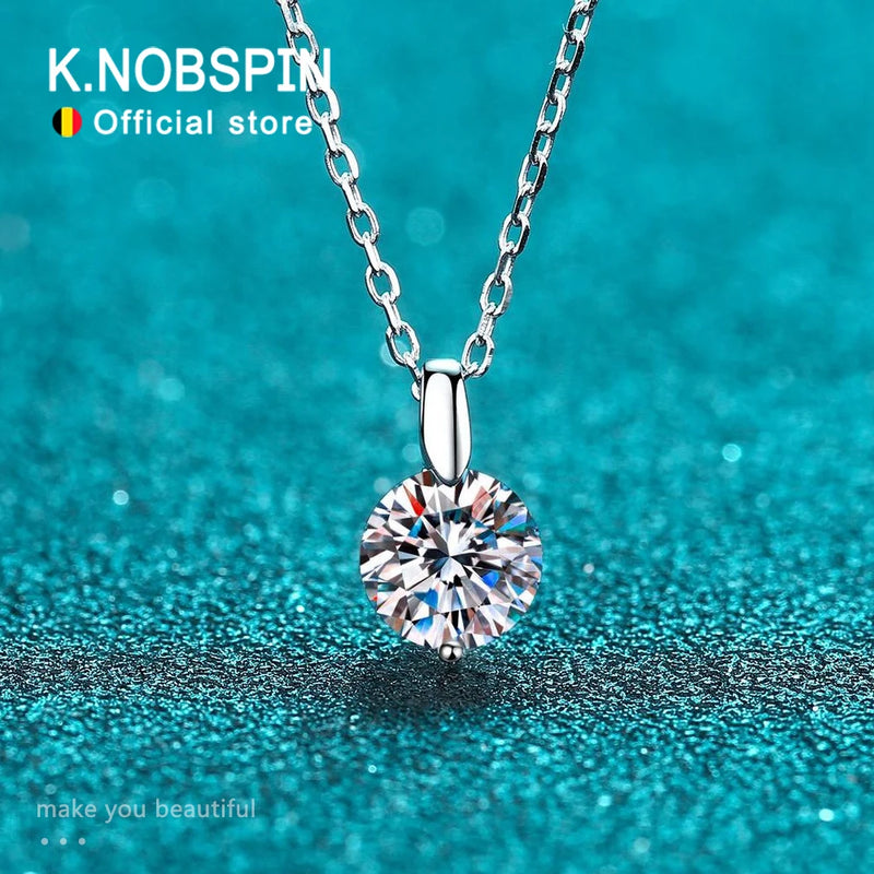Diamond-Lab 1ct–3ct Moissanite Pendant Necklace – D Color VVS1 Round Cut, 925 Sterling Silver, Link Chain, GRA & REACH Certified Fine Jewelry for Women - Diamond-Lab