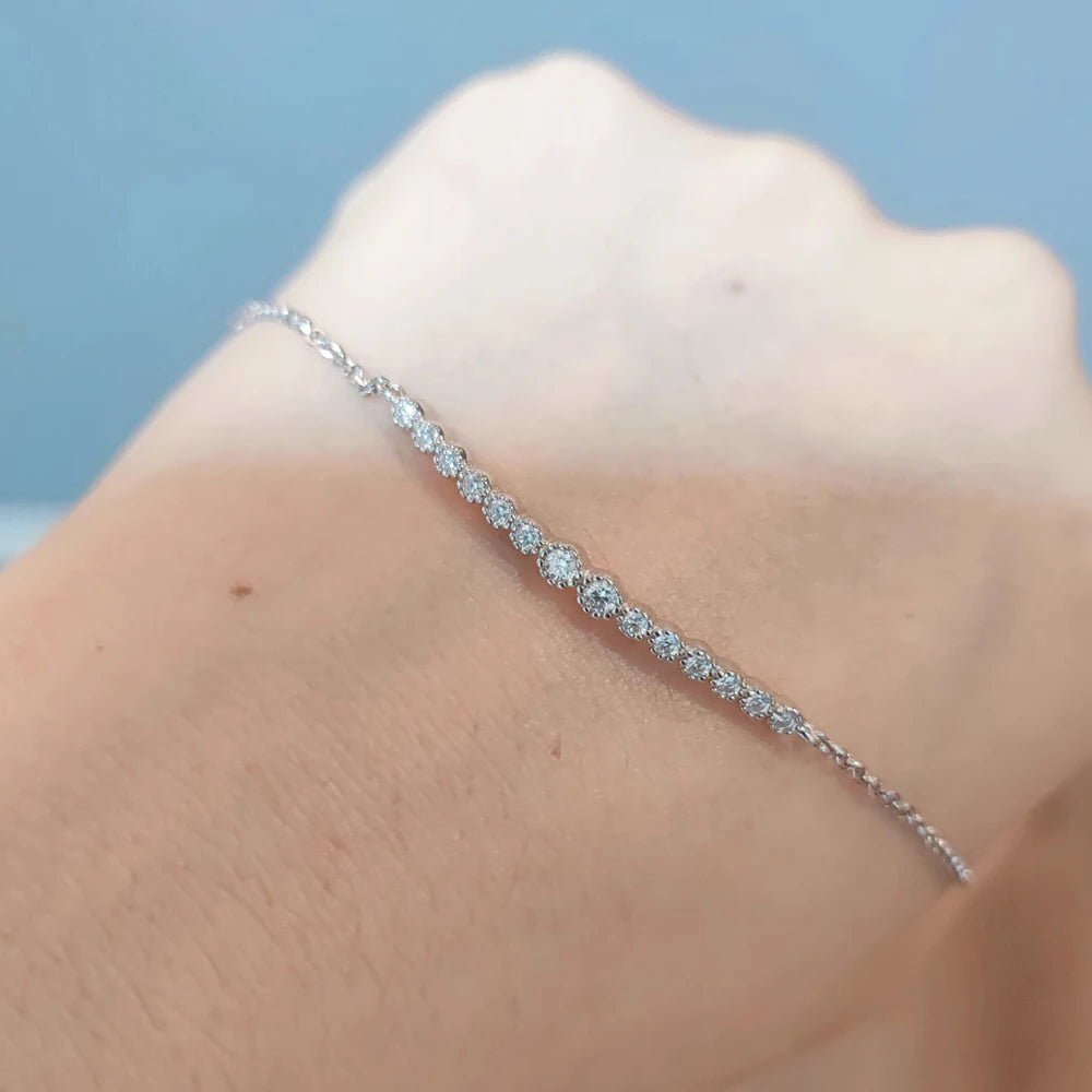 Adjustable Tennis Bracelet Moissanite Sterling Silver – D Color VVS1, 925 Sterling Silver, 18K White Gold Plated, GRA Certified - Diamond-Lab