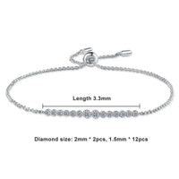Adjustable Tennis Bracelet Moissanite Sterling Silver – D Color VVS1, 925 Sterling Silver, 18K White Gold Plated, GRA Certified - Diamond-Lab