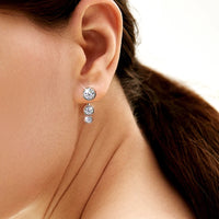 Modern and elegant, these triple Moissanite drops add a sleek, sparkling twist to classic studs. - Diamond-Lab