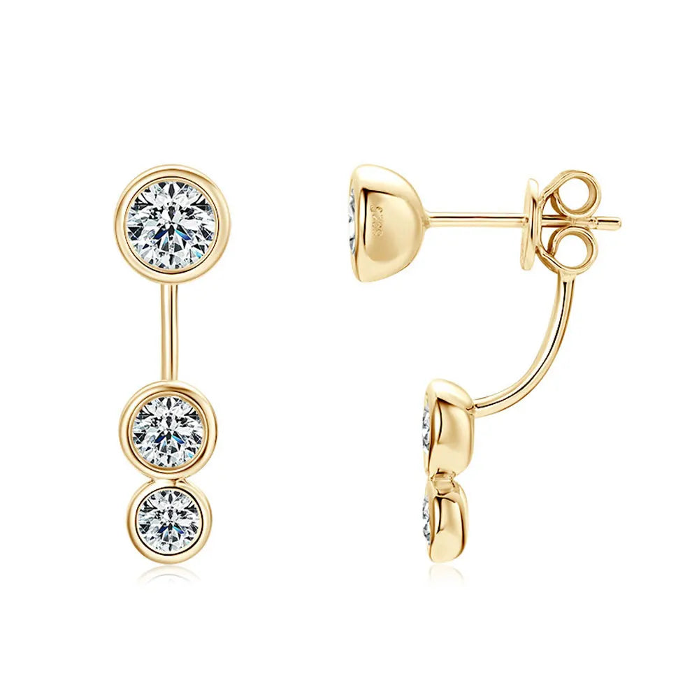 Modern and elegant, these triple Moissanite drops add a sleek, sparkling twist to classic studs. - Diamond-Lab