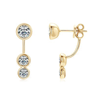 Modern and elegant, these triple Moissanite drops add a sleek, sparkling twist to classic studs. - Diamond-Lab