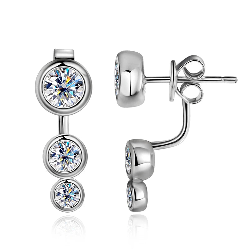 Modern and elegant, these triple Moissanite drops add a sleek, sparkling twist to classic studs. - Diamond-Lab
